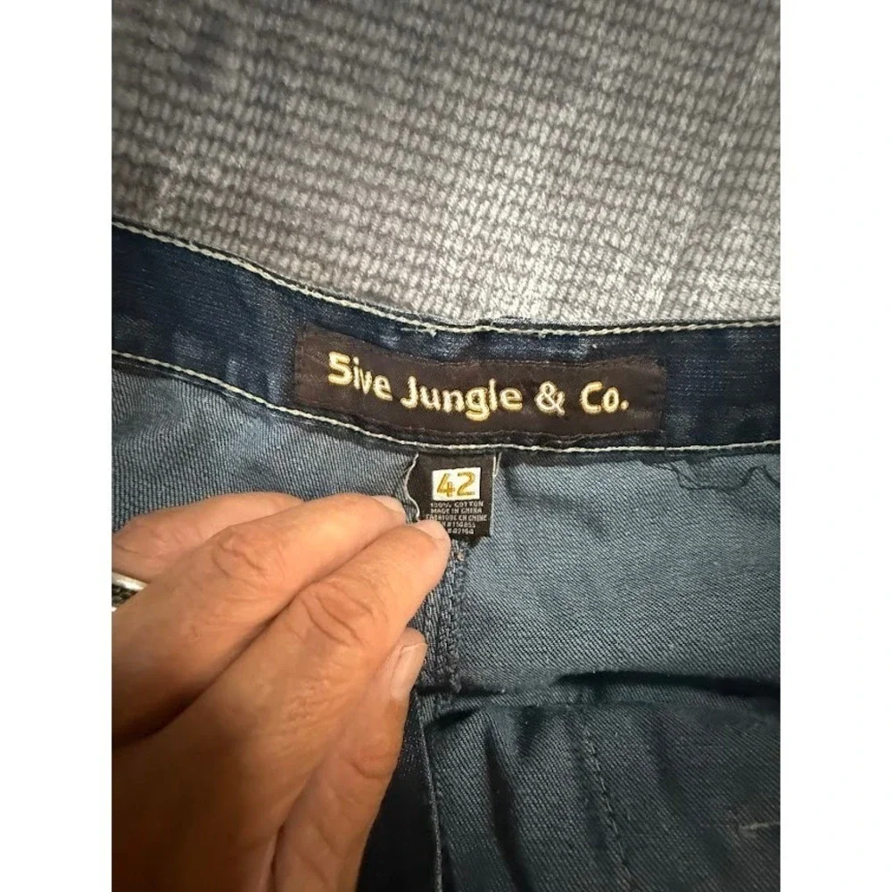 Five Jungle & Company Baggy Carpenter Jeans Mens Wide Y2K Streetwear Denim 42x32
